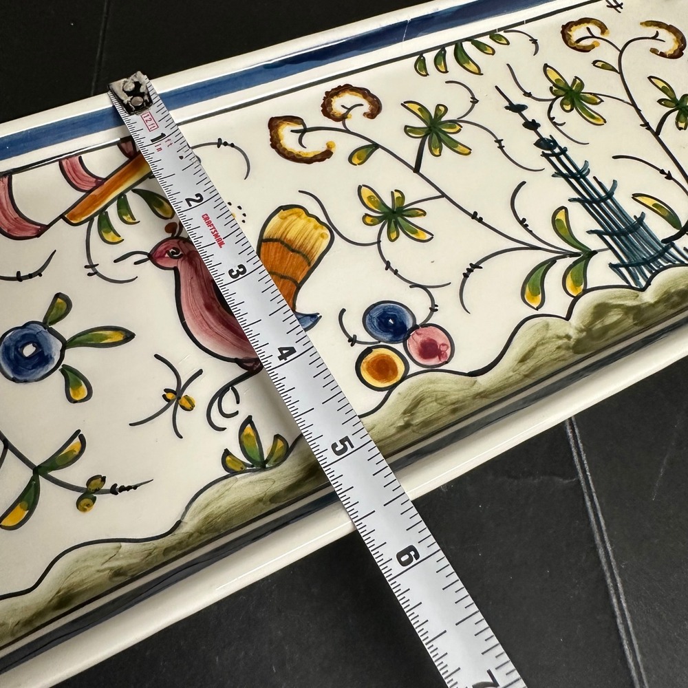 Sur la Table Appetizer Tray w/ Handles Portugal Stylized Foliage Folk Artsy - Picture 8 of 10